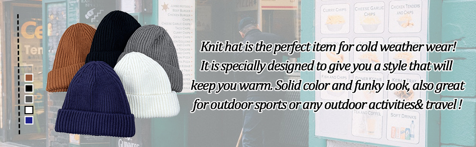 Knitted Fishermen Beanie Hats for Men Short Cuffed Skull Cap Trawler Beanies Watch Hat