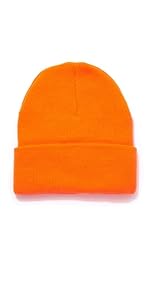 acrylic mens cuff knit hat hot shot hunting blaze orange camo camouflage beanie cap