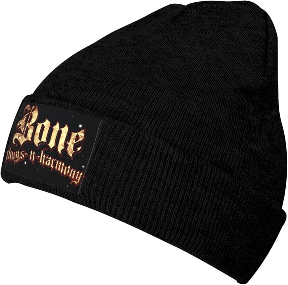 Bone Rock Thugs N Band Harmony Unisex Winter Beanies Knit Hats Cold Weather Skull Caps Warm Soft Hats for Mens Womens Black