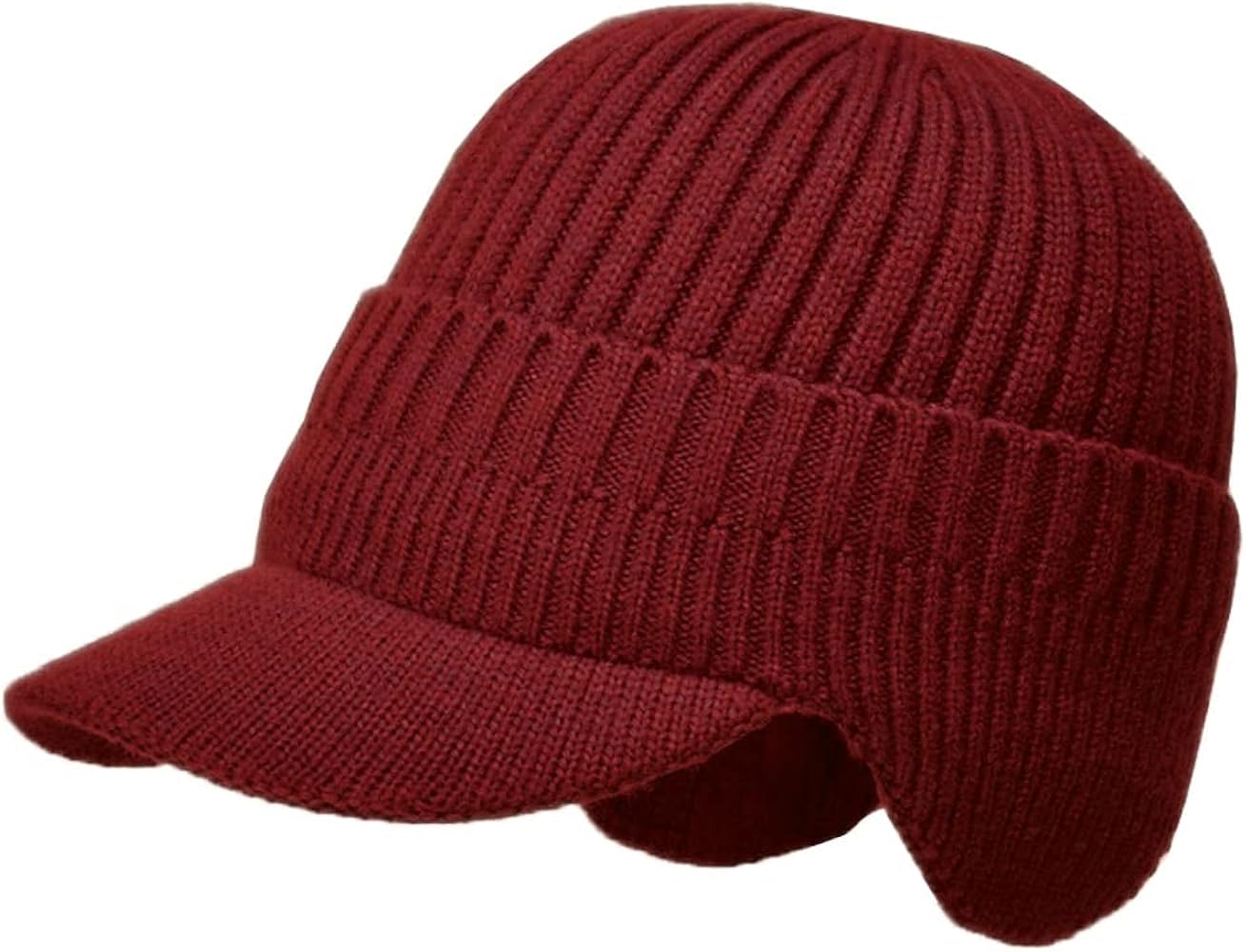 Men Women Winter Beanie with Visor Warm Earflaps Hat