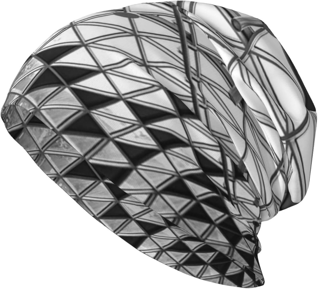 High Building Printing Thin Slouchy Beanie Hat Soft Lightweight Hip-Hop Beanie Cap Running Beanie for Men Women Black