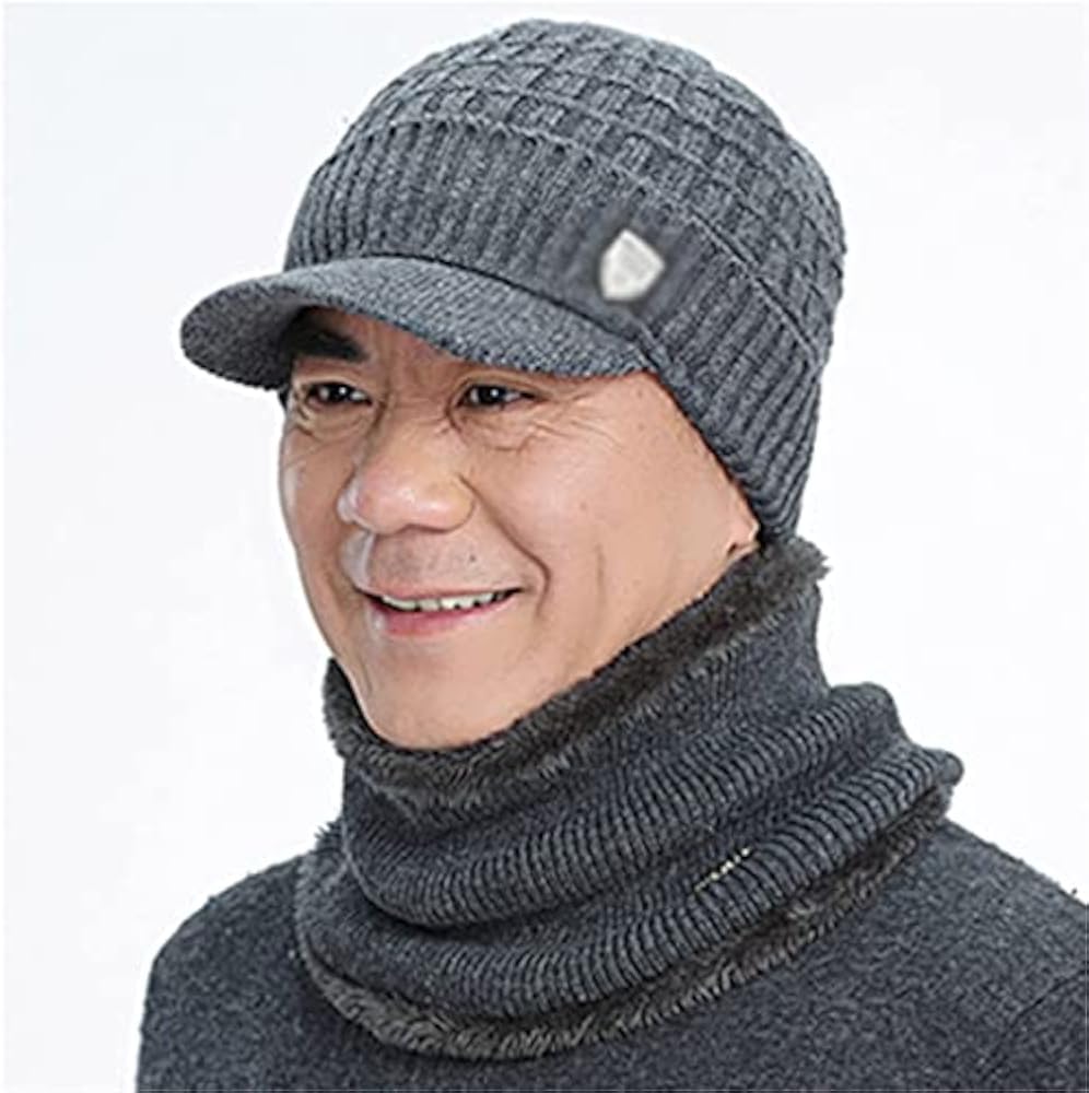 Winter Hat Beanies Hats Winter Beanies for Men Women Wool Scarf Caps Balaclava Bonnet Knitted Hat (Color : A, Size : One Size)