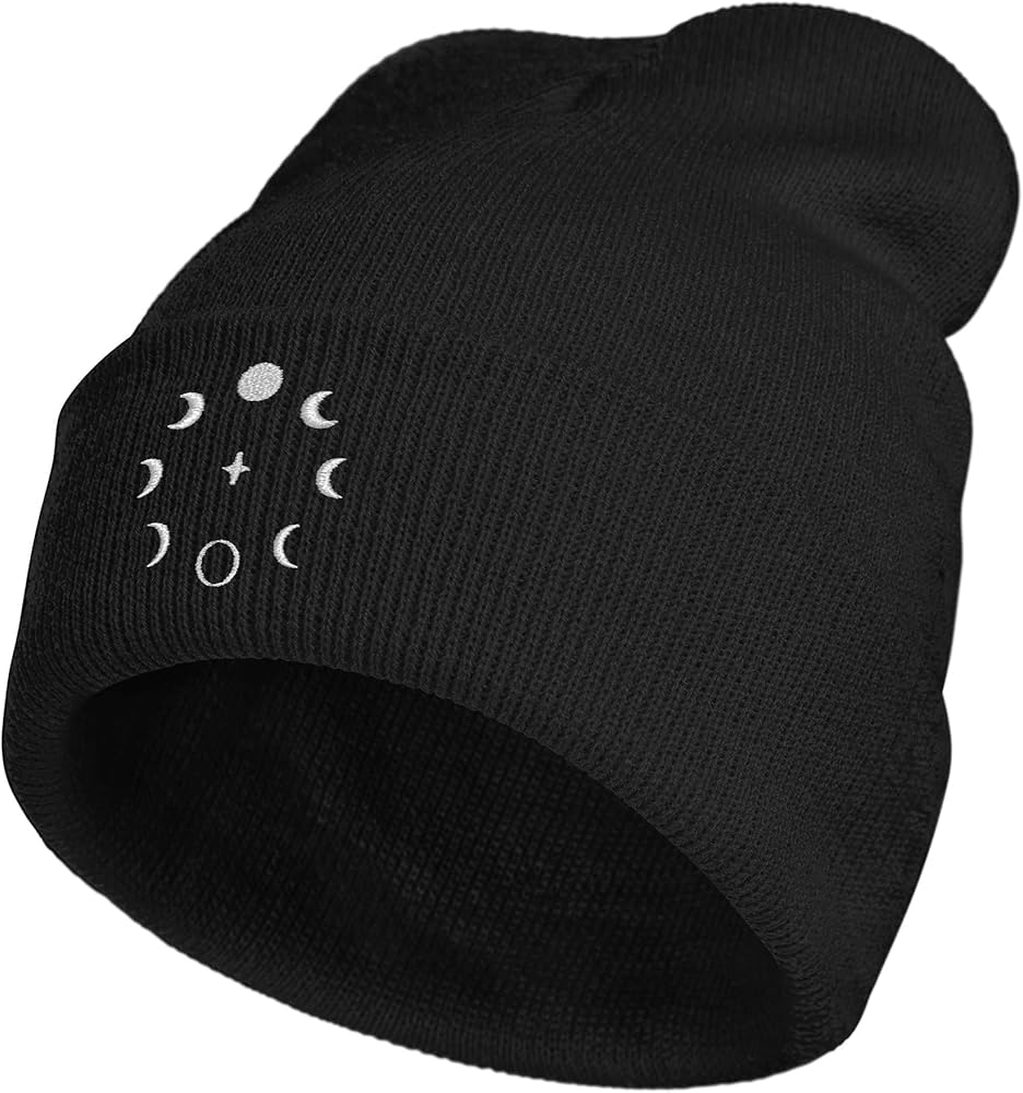 Embroidery Goth Beanie Knit Hats for Men & Women, Embroidery Winter Hats Skull Cap (color27)